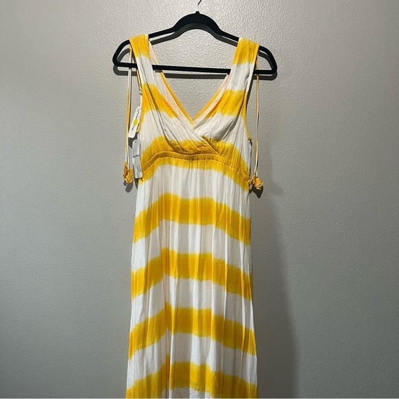 TOMMY BAHAMA- NWT Asymmetrical Yellow White Set Sail Stripe Maxi Sundress XS - Picture 3 of 7